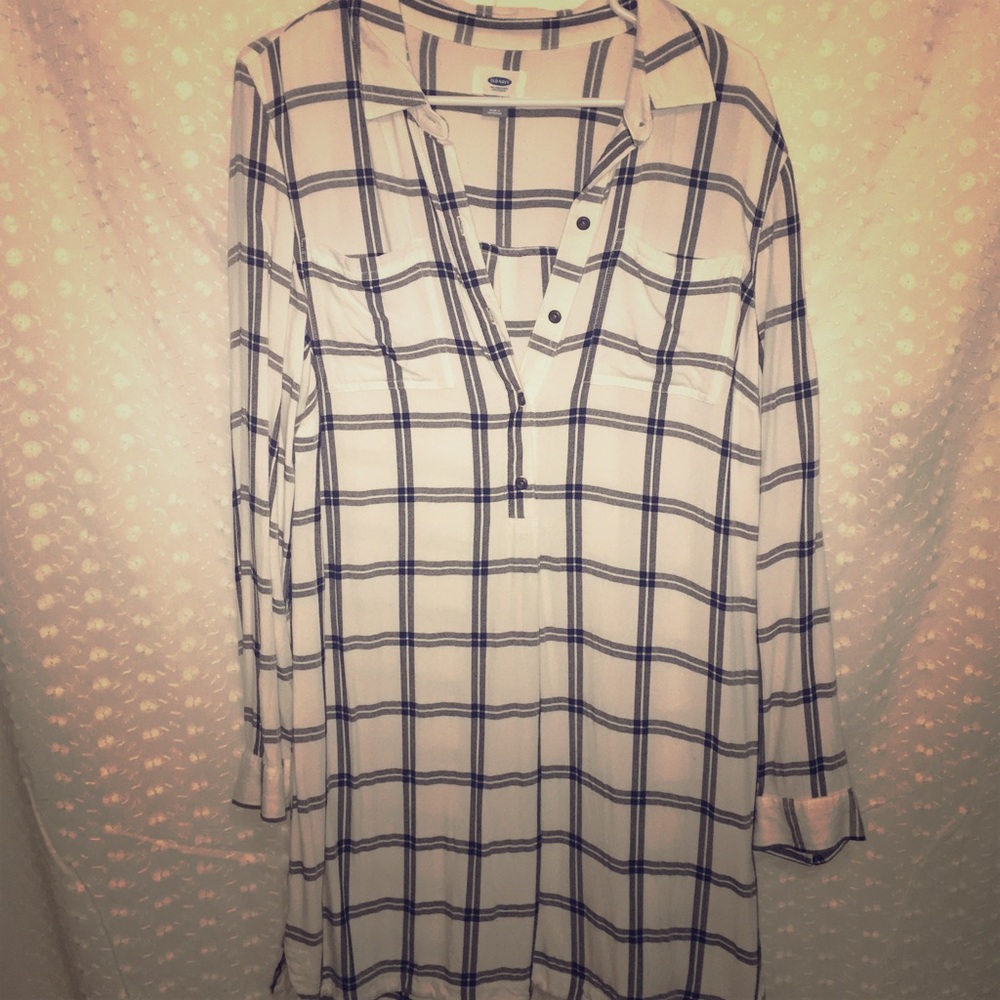 Long Sleeve Plaid Shirt Dress